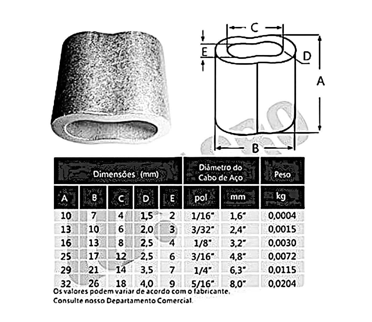 Nicopress Prensa Cabo 1/16 (1,5876mm) x 10mm x 1,00mm em Alumínio - Imagem 5