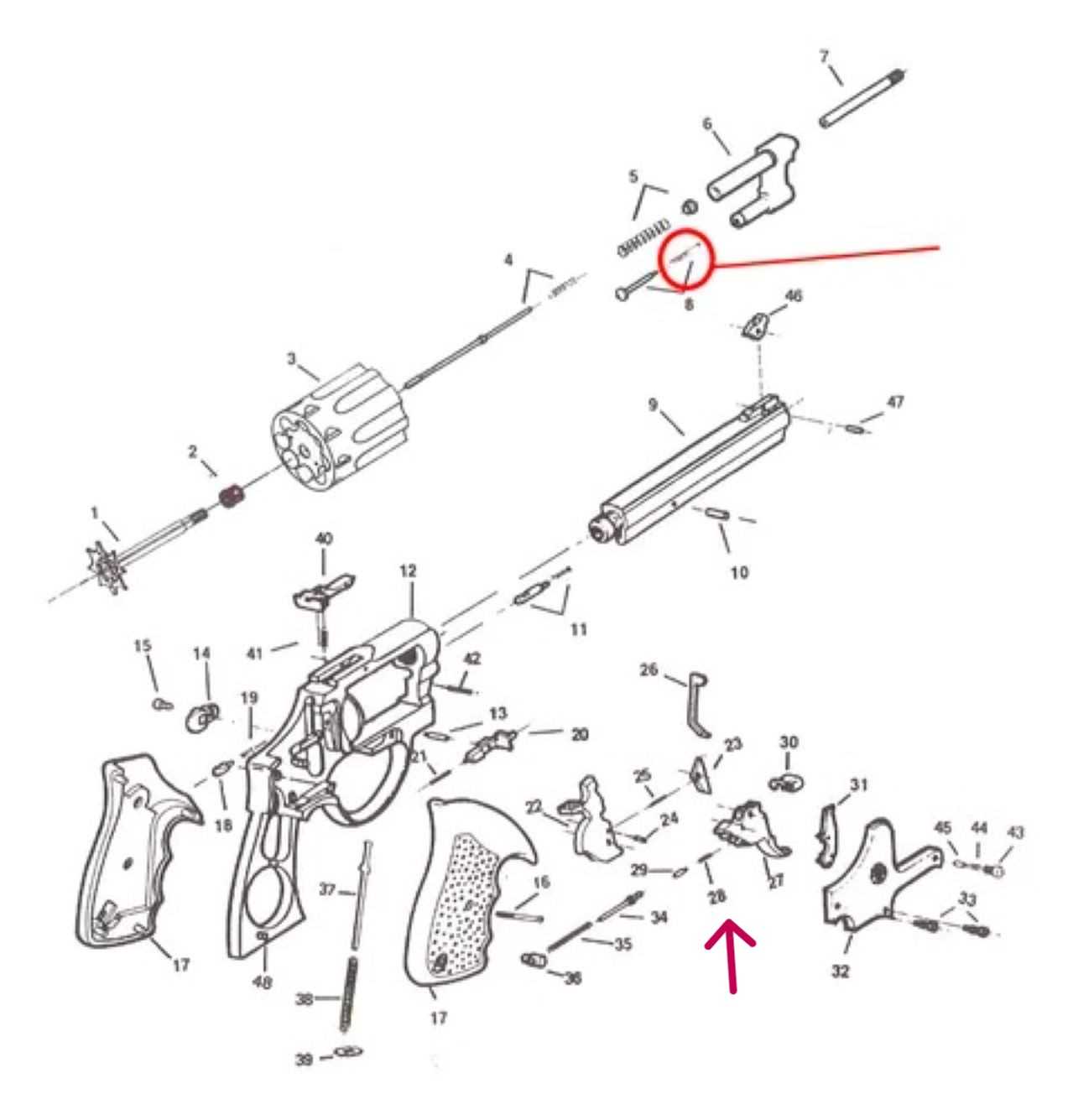 Mola Reparo do retém do tambor do Revólver Taurus 5t, 6t, 7t, 8t - Imagem 4
